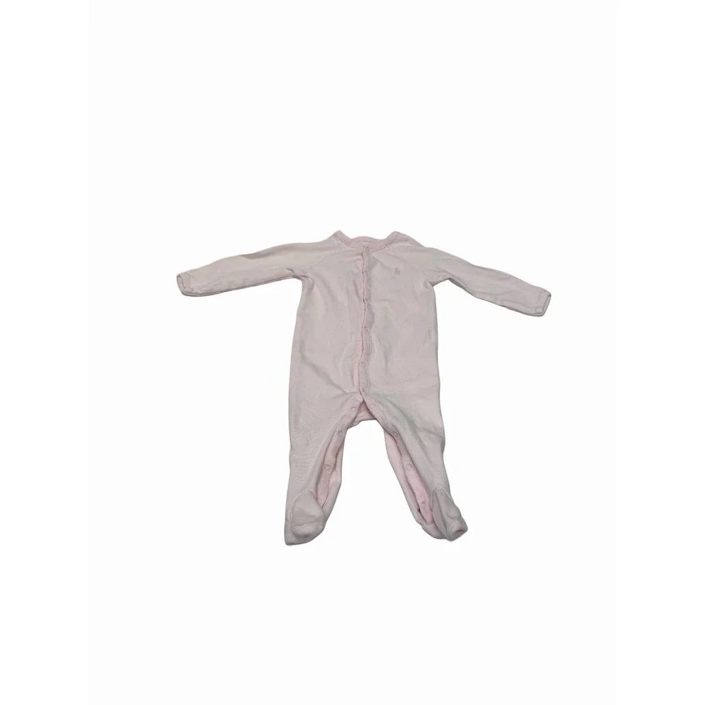 Ralph Lauren Baby One Piece Long Sleeve Pink  Embroider Logo 3- 6 Month
